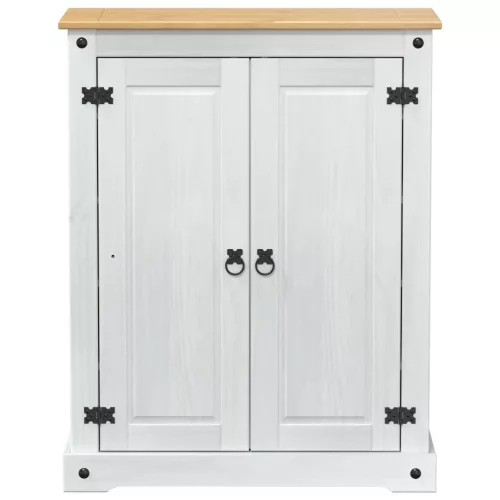  Cipőszekrény polcokkal Fehér 86 x 38.5 x 1080 cm Tömör fenyőfa