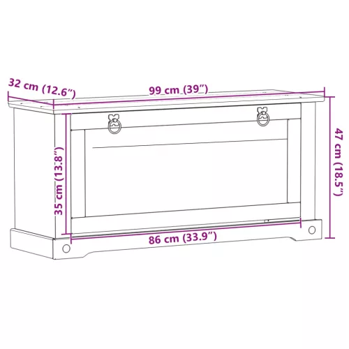  Cipőszekrény Corona Fehér 99 x 32 x 49 cm Tömör fenyőfa