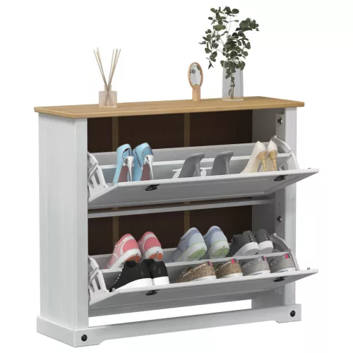  Cipőszekrény Corona Fehér 99 x 32 x 85 cm Tömör fenyőfa