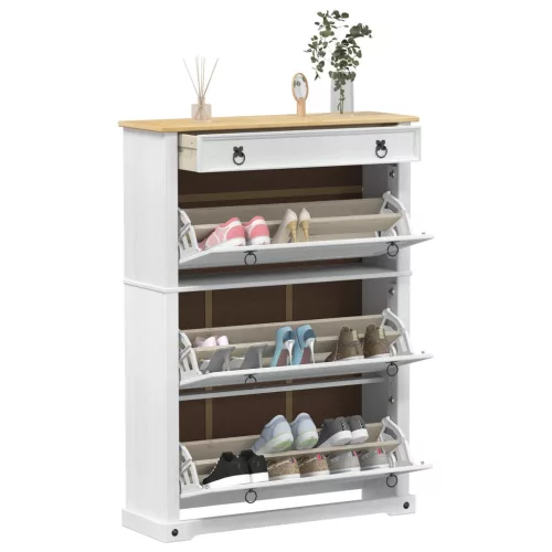  Cipőszekrény Corona Fehér 99 x 32 x 138 cm Tömör fenyőfa