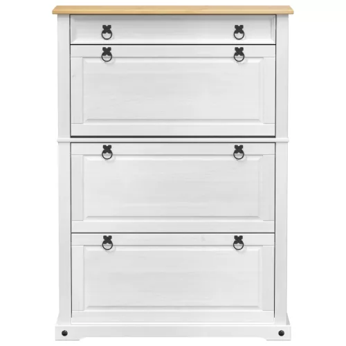  Cipőszekrény Corona Fehér 99 x 32 x 138 cm Tömör fenyőfa
