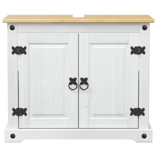  Mosdókagyló szekrény Fehér 73 x 33 x 60 cm Tömör fenyőfa