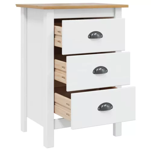  Éjjeliszekrény Fehér és mézbarna 46 x 35 x 65 cm Tömör fenyőfa