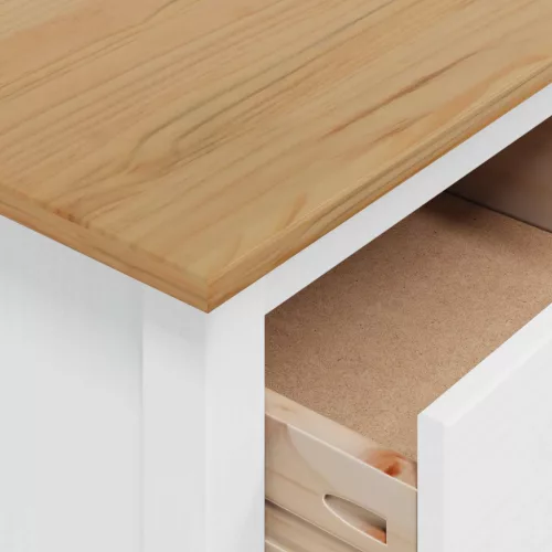  Éjjeliszekrény Fehér és mézbarna 46 x 35 x 65 cm Tömör fenyőfa