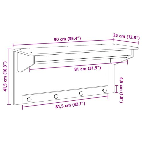  Kabáthorog Fehér és mézbarna 90 x 35 x 41.5 cm Tömör fenyőfa