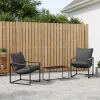  Kerti Kanapé Szett 3 pcs Fekete és Antracit Acél