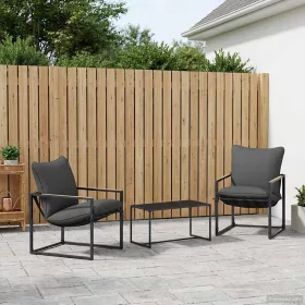  Kerti Kanapé Szett 3 pcs Fekete és Antracit Acél