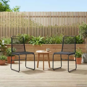  Kerti székek 2 pcs Fekete 48 x 55 x 89,5 cm Rattan