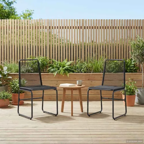  Kerti székek 2 pcs Fekete 48 x 55 x 89,5 cm Rattan