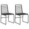  Kerti székek 2 pcs Fekete 48 x 55 x 89,5 cm Rattan