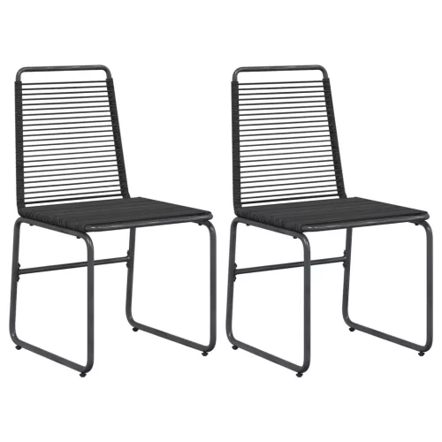  Kerti székek 2 pcs Fekete 48 x 55 x 89,5 cm Rattan