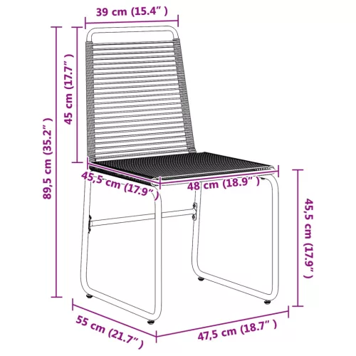  Kerti székek 2 pcs Fekete 48 x 55 x 89,5 cm Rattan