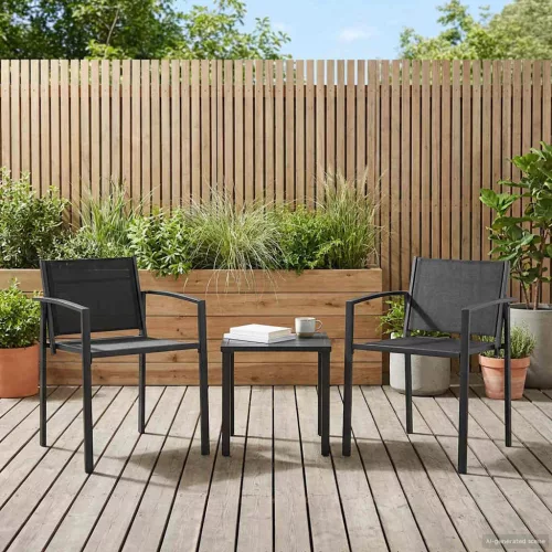  Kerti székek 2 pcs Fekete és Antracit 53,5 x 59 x 77 cm