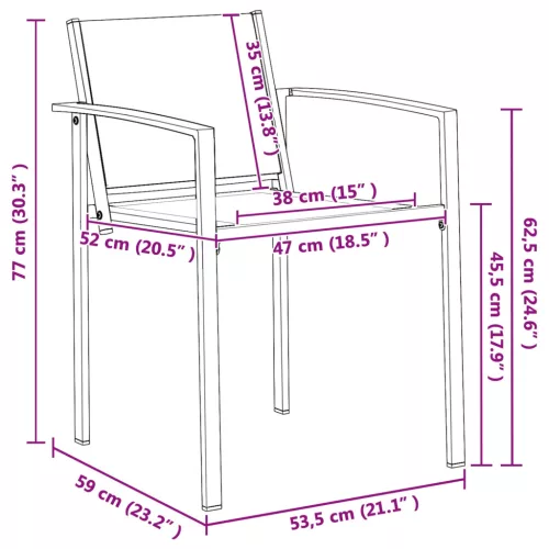  Kerti székek 2 pcs Fekete és Antracit 53,5 x 59 x 77 cm