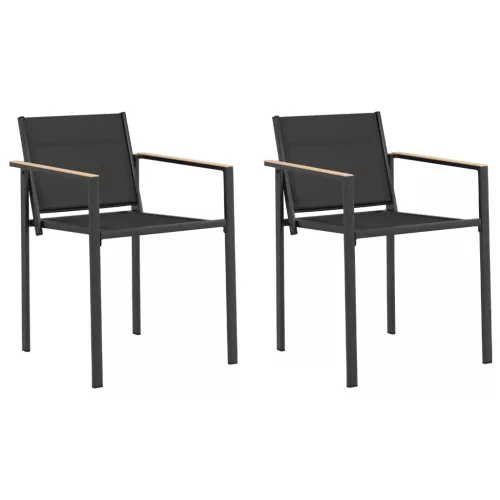  Kerti székek 2 pcs Fekete és Antracit 53,5 x 59 x 77 cm