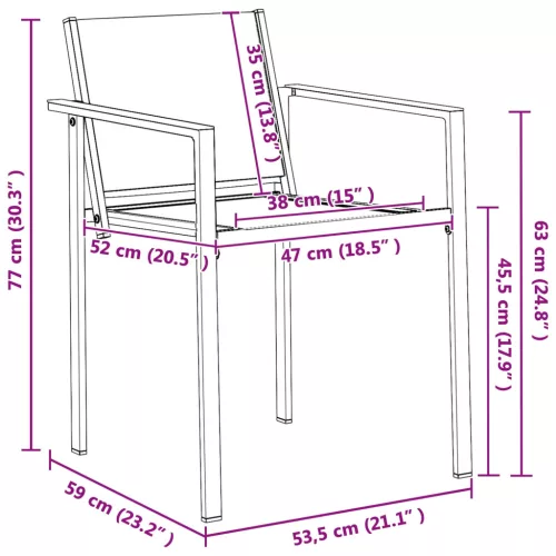  Kerti székek 2 pcs Fekete és Antracit 53,5 x 59 x 77 cm