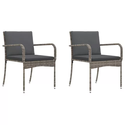  Kert Bistro Készlet párnával 3 pcs Szürke polirattan