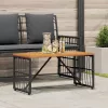  Kültéri Asztal Fekete 80 x 40 x 40 cm Acél és poli rattan