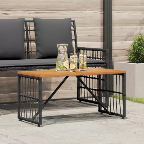  Kültéri Asztal Fekete 80 x 40 x 40 cm Acél és poli rattan