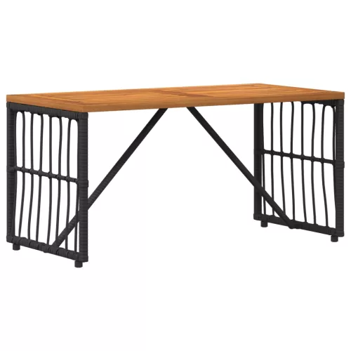  Kültéri Asztal Fekete 80 x 40 x 40 cm Acél és poli rattan