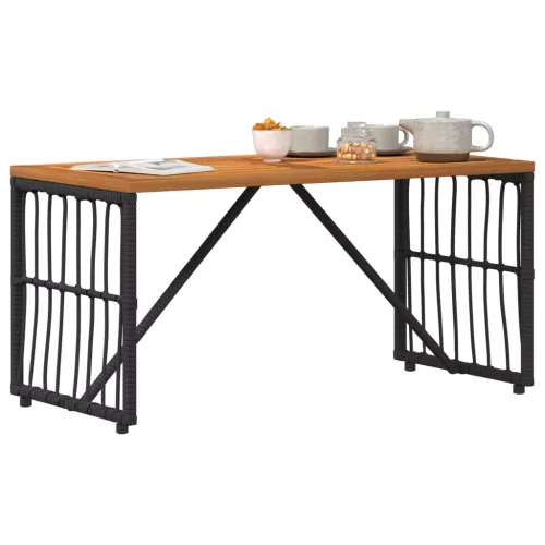  Kültéri Asztal Fekete 80 x 40 x 40 cm Acél és poli rattan