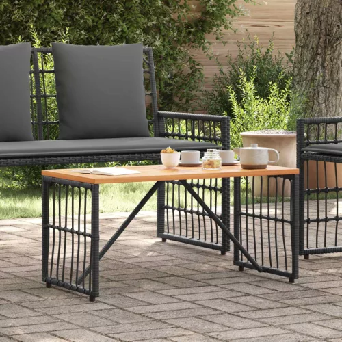 Kültéri Asztal Fekete 80 x 40 x 40 cm Acél és poli rattan