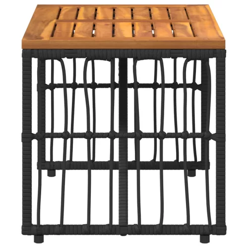  Kültéri Asztal Fekete 80 x 40 x 40 cm Acél és poli rattan