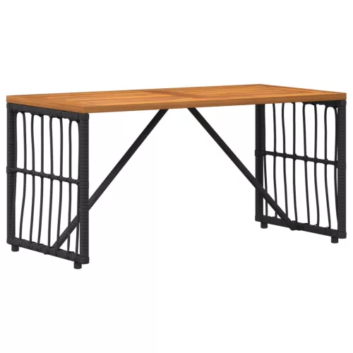  Kültéri Asztal Fekete 80 x 40 x 40 cm Acél és poli rattan