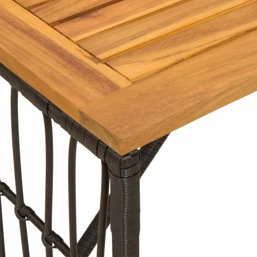  Kültéri Asztal Fekete 80 x 40 x 40 cm Acél és poli rattan