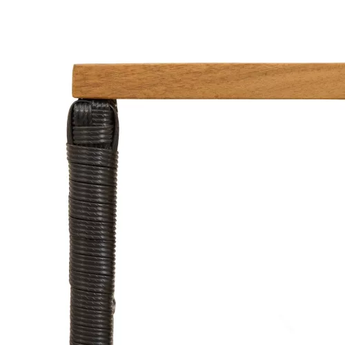  Kültéri Asztal Fekete 80 x 40 x 40 cm Acél és poli rattan