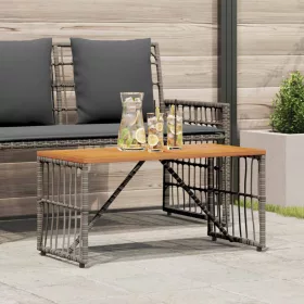    Kültéri Asztal Szürke 80 x 40 x 40 cm Acél és poli rattan