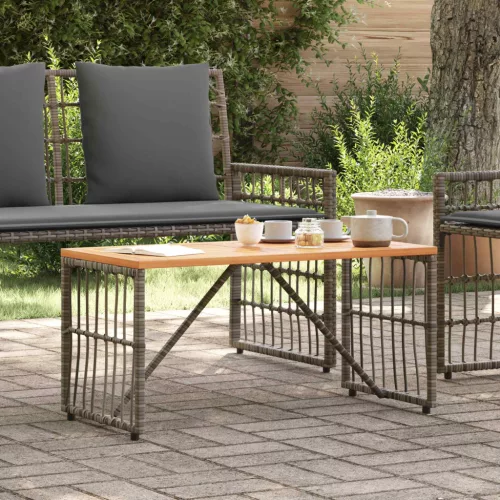  Kültéri Asztal Szürke 80 x 40 x 40 cm Acél és poli rattan