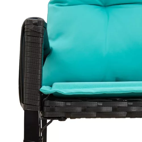  Kültéri Bútor Szett párnával 7 pcs Fekete és Türkiz polirattan