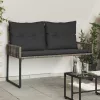  Kerti pad párnával 4 pcs Szürke és sötétszürke polirattan