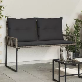    Kerti pad párnával 4 pcs Szürke és sötétszürke polirattan