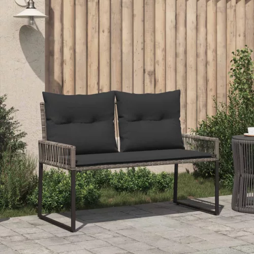  Kerti pad párnával 4 pcs Szürke és sötétszürke polirattan