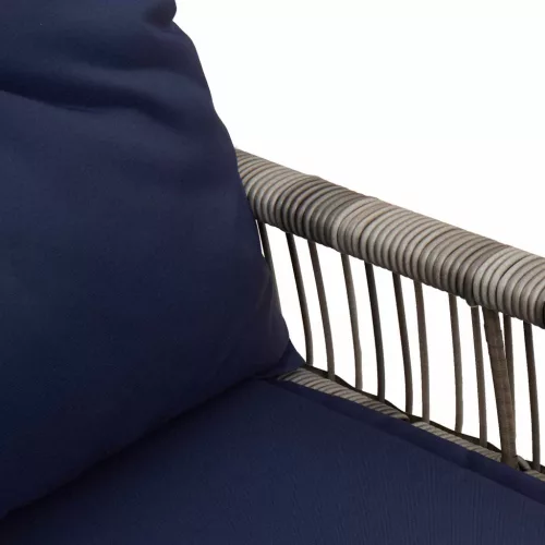  Kerti pad párnával 4 pcs Szürke és sötétkék polirattan