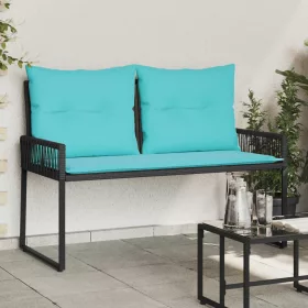  Kerti pad párnával 4 pcs Fekete és Türkiz polirattan