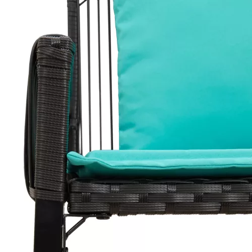  Kerti pad párnával 4 pcs Fekete és Türkiz polirattan