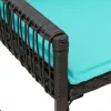  Kerti pad párnával 4 pcs Fekete és Türkiz polirattan