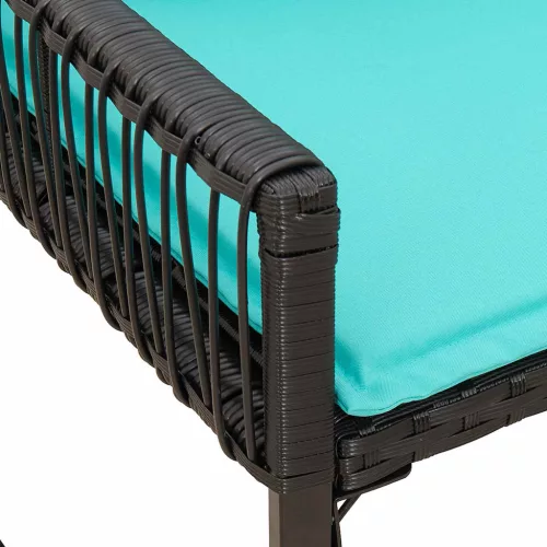  Kerti pad párnával 4 pcs Fekete és Türkiz polirattan