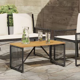    Kültéri Asztal Fekete és Barna 80 x 40 x 40 cm polirattan