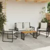  Kültéri Bútor Szett párnával 4 pcs Fekete és krémfehér