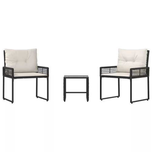  Kültéri Bútor Szett párnával 3 pcs Fekete és Fehér