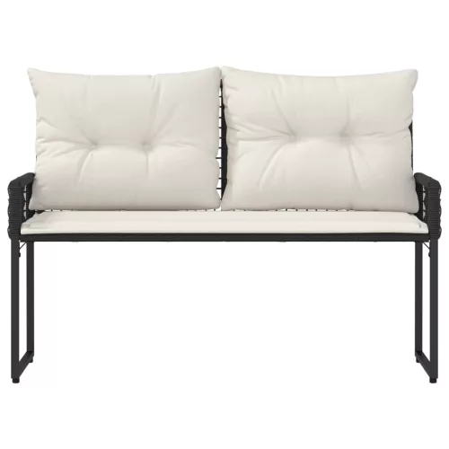 Kerti pad párnával Fekete és krémfehér 118 x 55 x 82 cm