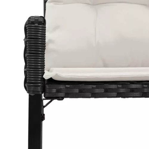  Kerti pad párnával Fekete és krémfehér 118 x 55 x 82 cm