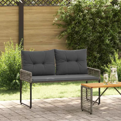  Kerti pad párnával Szürke 118 x 55 x 82 cm PE rattan és szövet