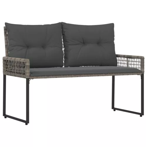  Kerti pad párnával Szürke 118 x 55 x 82 cm PE rattan és szövet