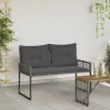 Kerti pad párnával Szürke 118 x 55 x 82 cm PE rattan és szövet