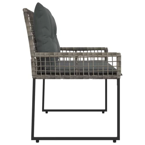  Kerti pad párnával Szürke 118 x 55 x 82 cm PE rattan és szövet
